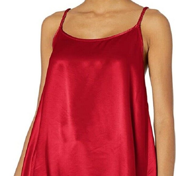 PJ Harlow Daisy Satin Tank with Braided Straps & Elastic Back Red